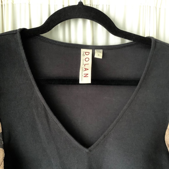 Anthropologie Dolan Lace Puff-Sleeve Top Black Ribbed Size S - Picture 9 of 10